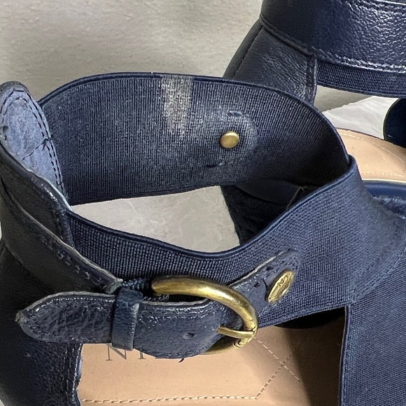NYDJ Dark Blue Wedge Sandals Size 7.5 - Picture 4 of 13